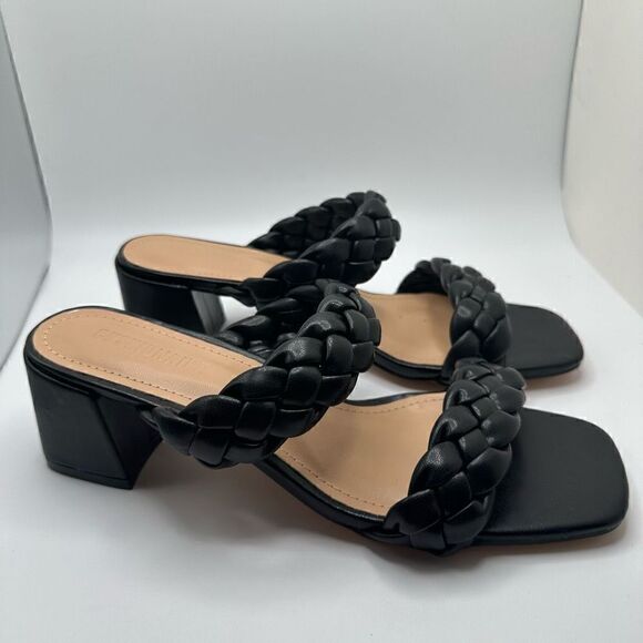 CUSHIONAIRE Women's Braided Heel Sandal +Memory Foam 7.5 BLACK - Picture 1 of 7